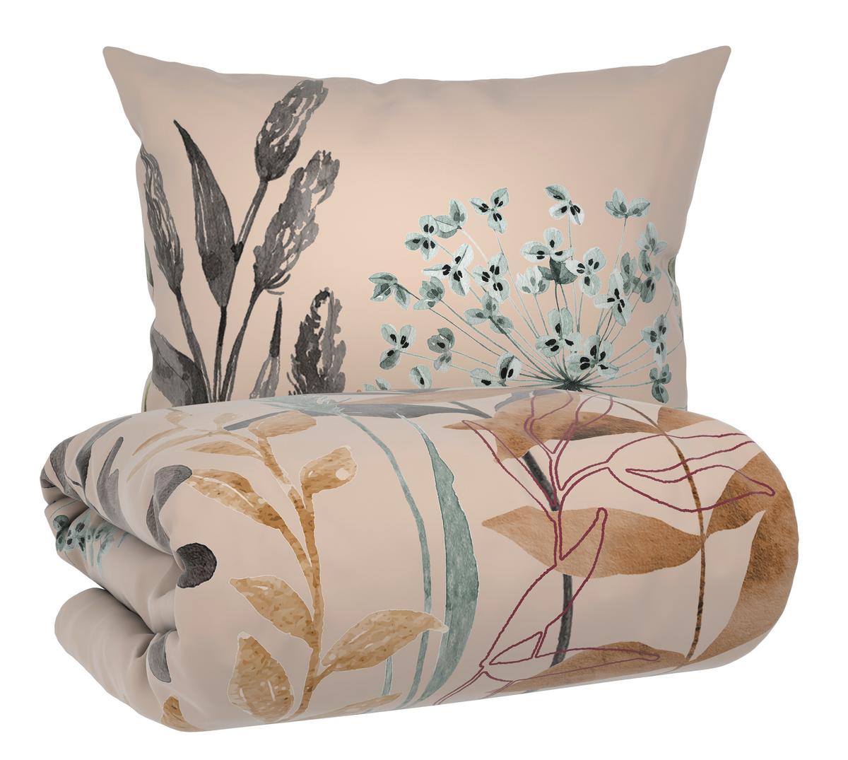 Lenjerie de pat Leavi, cca. 140x200/50x70 cm - bej, Modern, textil (140/200cm) - Mömax