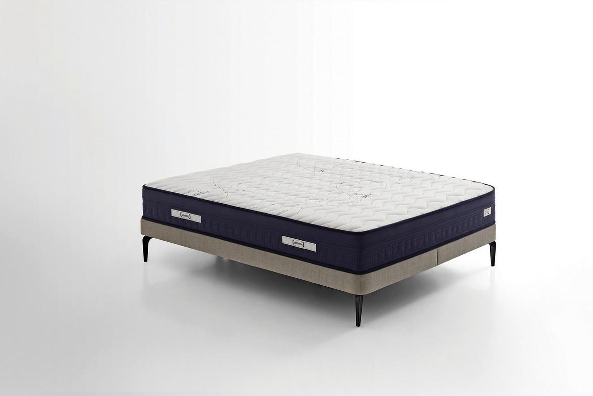 Taschenfederkernmatratze Athletic H3 ca.90x200cm - Weiß/Dunkelblau, Basics, Textil (90/200cm) - Yatas