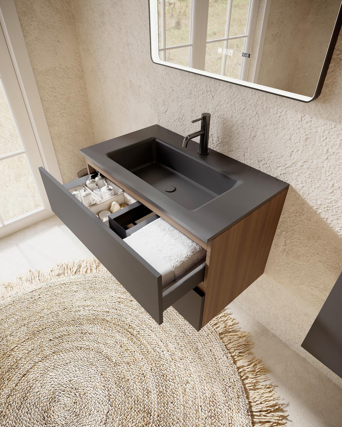 Element Ispod Umivaonika Easy - boje oraha/crna, Moderno, drvni materijal (80/51/46cm)