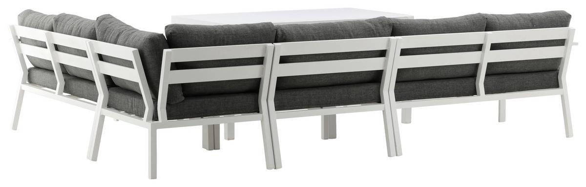 DINING-LOUNGESET RAMOS - Weiß/Grau, KONVENTIONELL, Textil/Metall - Gardenson