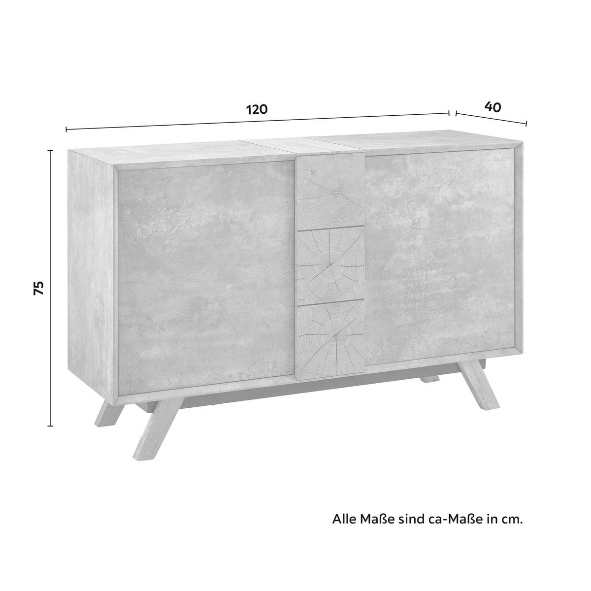 Moderna Komoda Casper, Barva Betona In Hrasta - siva/barve hrasta, Moderno, les (120/75/40cm) - Bessagi Home