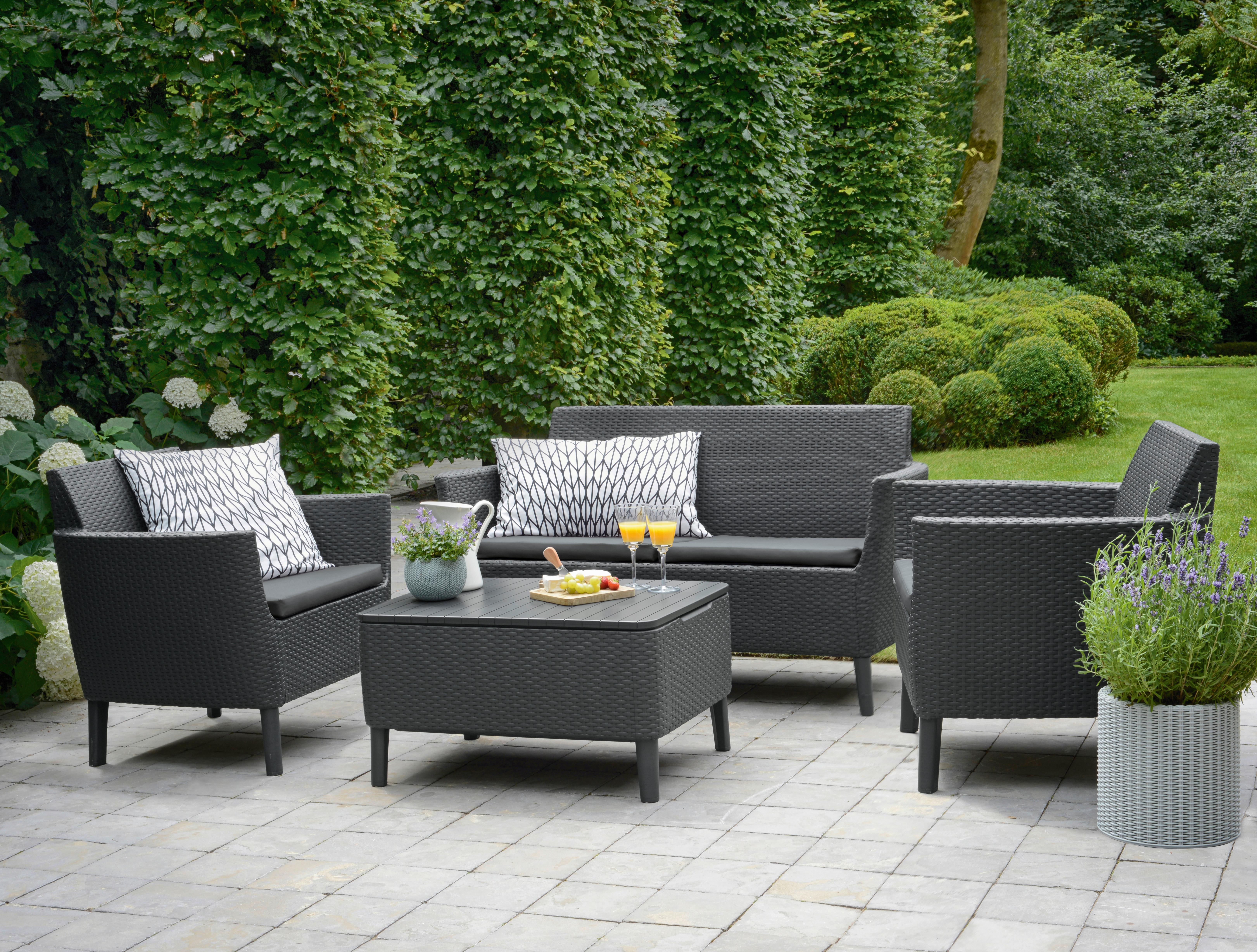 Kerti Garnitúra Salemo - grafitszürke, műanyag (133/67/76cm) - Mömax