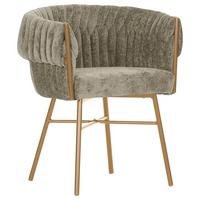 KRZESŁO Z PODŁOKIETNIKAMI TWISTY   -AMBIA HOME- - kolor złoty/taupe, Design, metal/tkanina (65/76/60cm) - Ambia Home