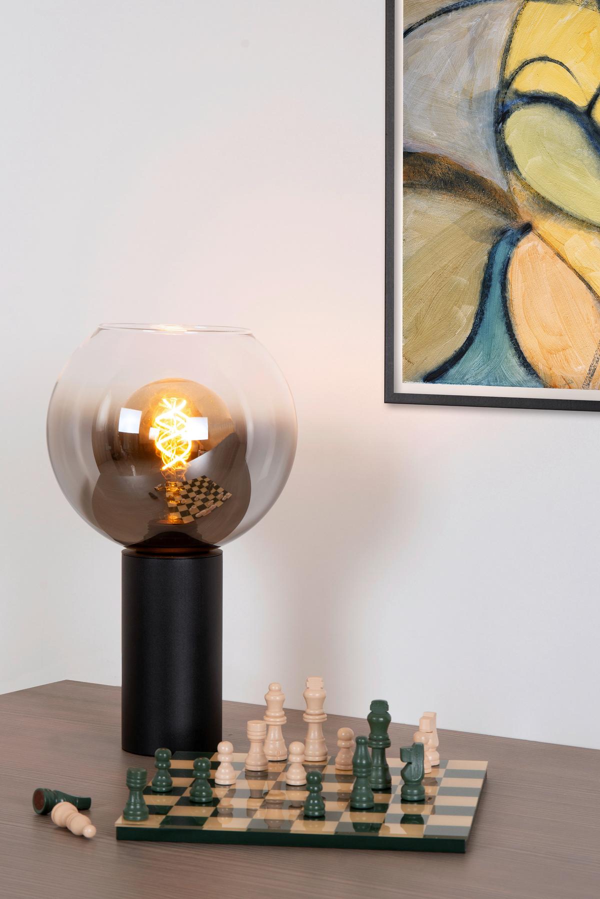 LAMPA STOŁOWA 45502/01/30 MARIUS - jasnoszary/czarny, Design, metal/szkło (20/20/32.5cm) - Lucide