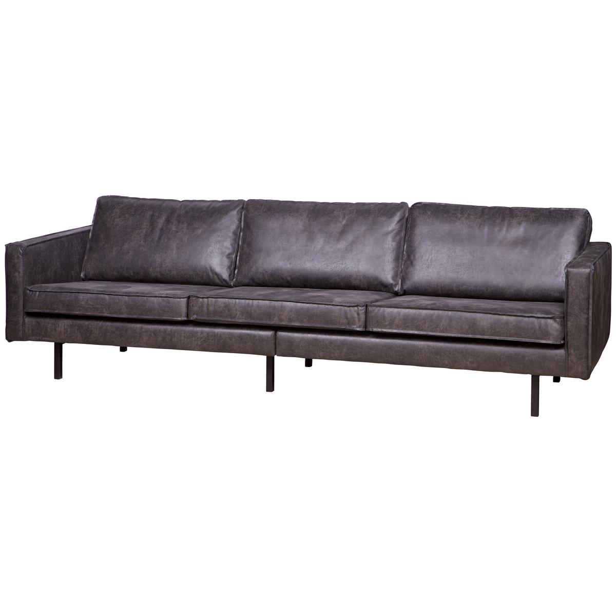 3 Sitzer Sofa Rodeo Schwarz B: 277cm - Schwarz, Design, Leder/Metall (277/85/86cm) - Livetastic