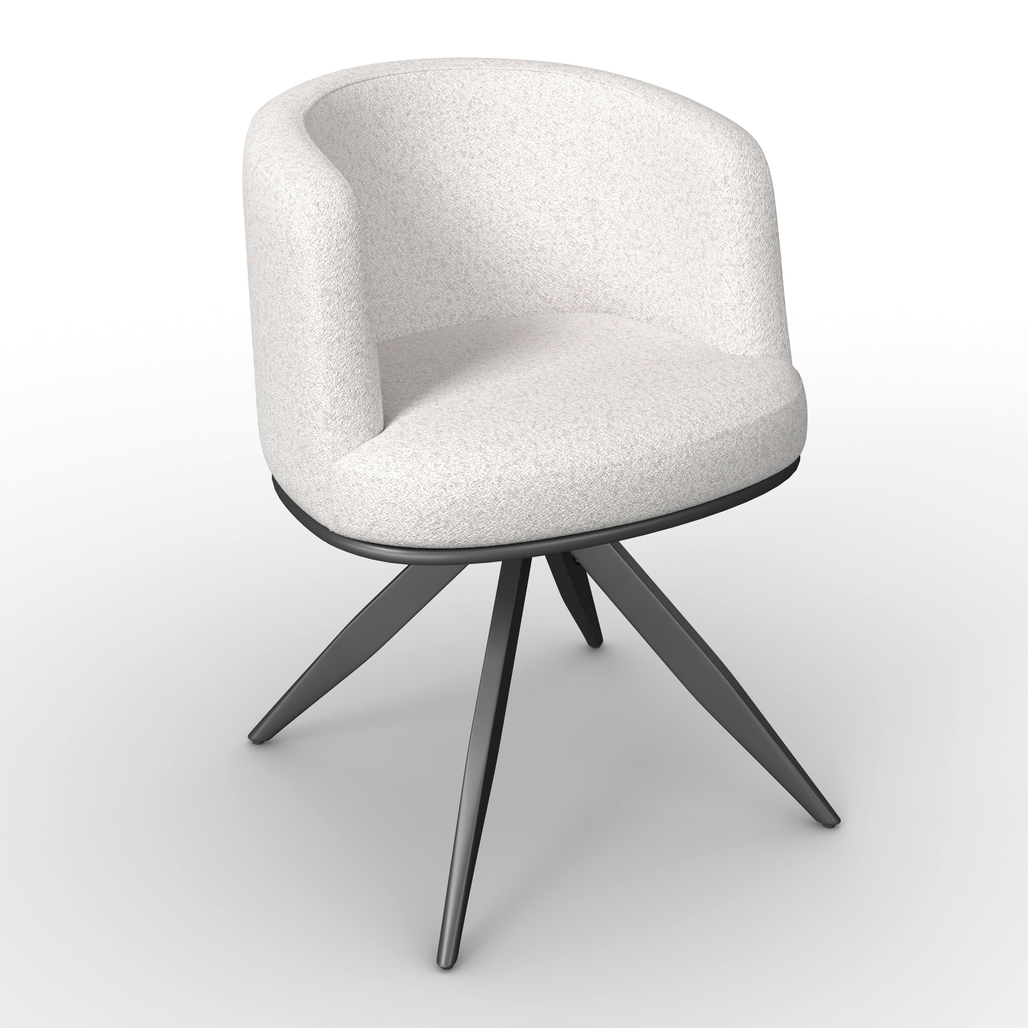 Armlehnstuhl Nela Steingrau Bouclé Drehbar Gepolstert - Schwarz/Grau, MODERN, Holz/Textil (62/77/62cm) - Bessagi Home