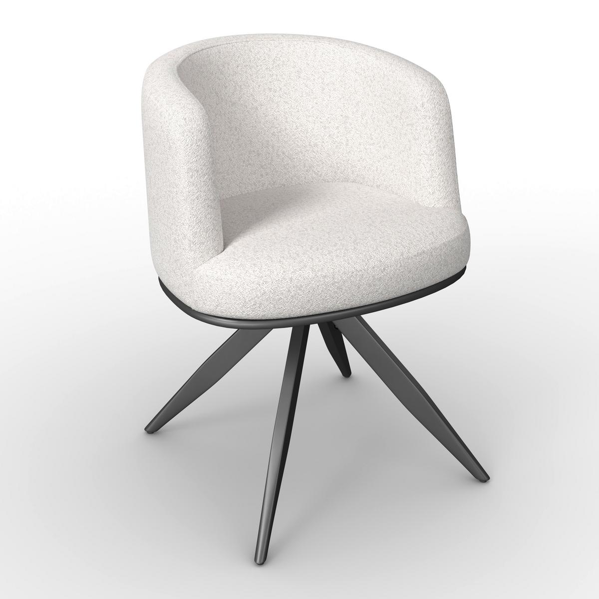 Armlehnstuhl Nela Steingrau Bouclé Drehbar Gepolstert - Schwarz/Grau, MODERN, Holz/Textil (62/77/62cm) - Bessagi Home