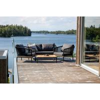 Loungegarnitur Andorra ca. 79,5x148 cm Schwarz - Schwarz, KONVENTIONELL, Kunststoff (79,5/148cm) - Gardenson