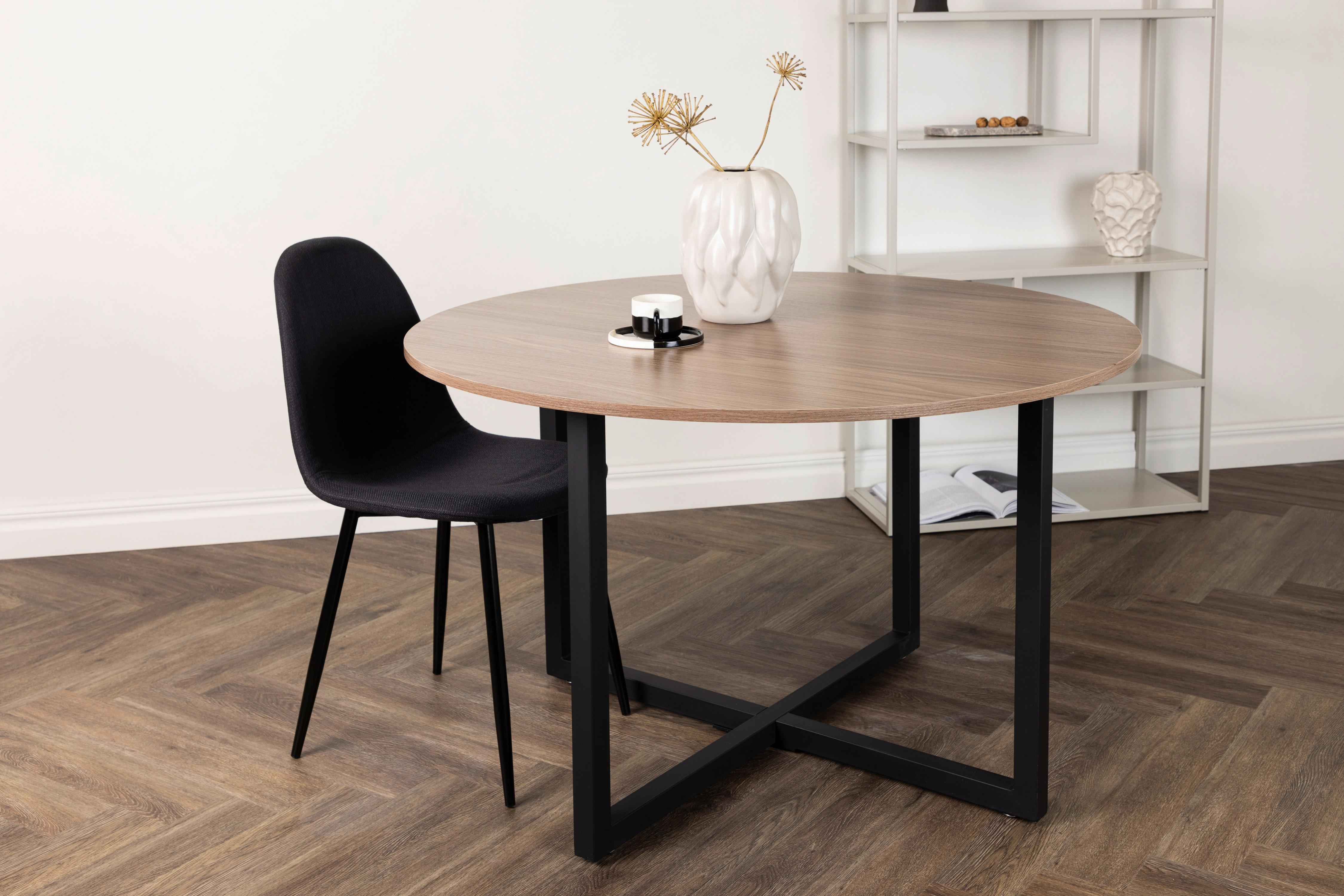 ESSTISCH DURANGO - Walnussfarben/Schwarz, Design, Holzwerkstoff/Metall (120/120/75cm) - Livetastic