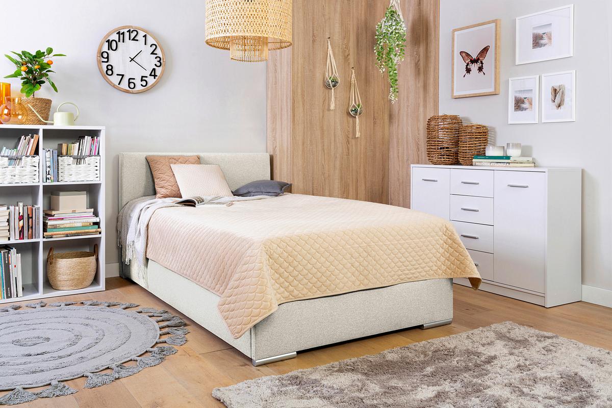 Tapecirani Krevet Cosi - boje pijeska/boje kroma, Konvencionalno, drvo/metal (120/200cm)