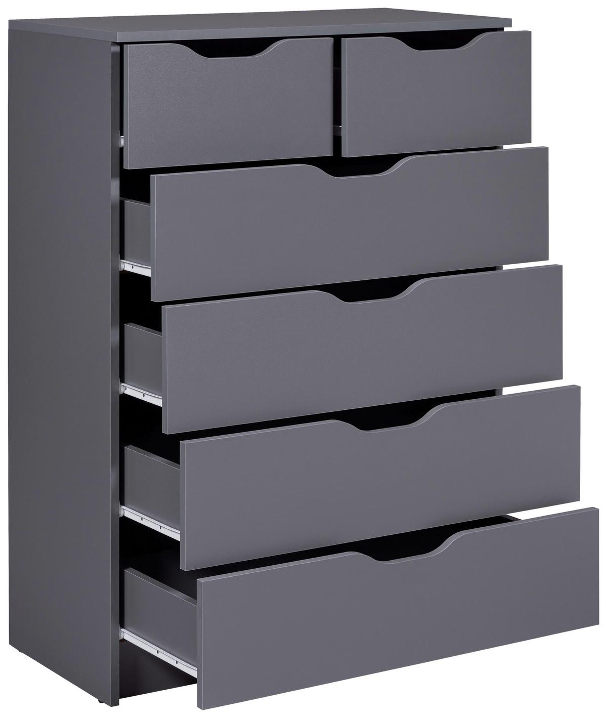 Kommode Silenzia Graphit - Graphitfarben, Design, Holzwerkstoff (82/112/40cm) - Livetastic