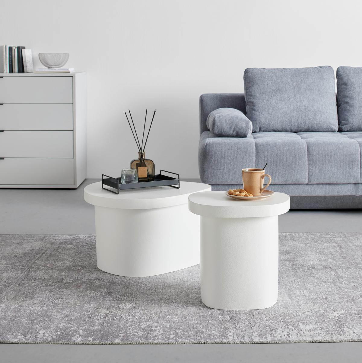 ZESTAW STOLIKÓW KAWOWYCH STELLA -TREND- - biały, Romantik / Landhaus, materiał drewnopochodny (60/40/35/40/55/34cm) - Premium Living