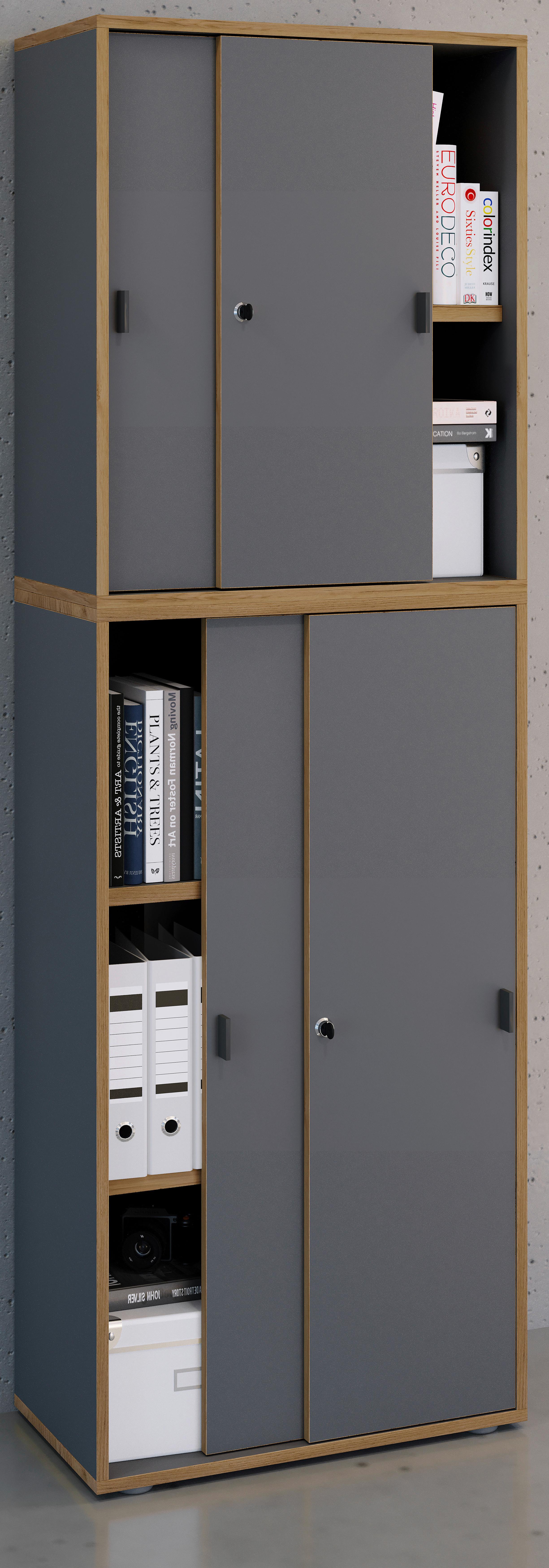 AKTENSCHRANK SALIA B60 - Honigeiche/Anthrazit, Design, Holzwerkstoff (60/183/37cm) - MID.YOU
