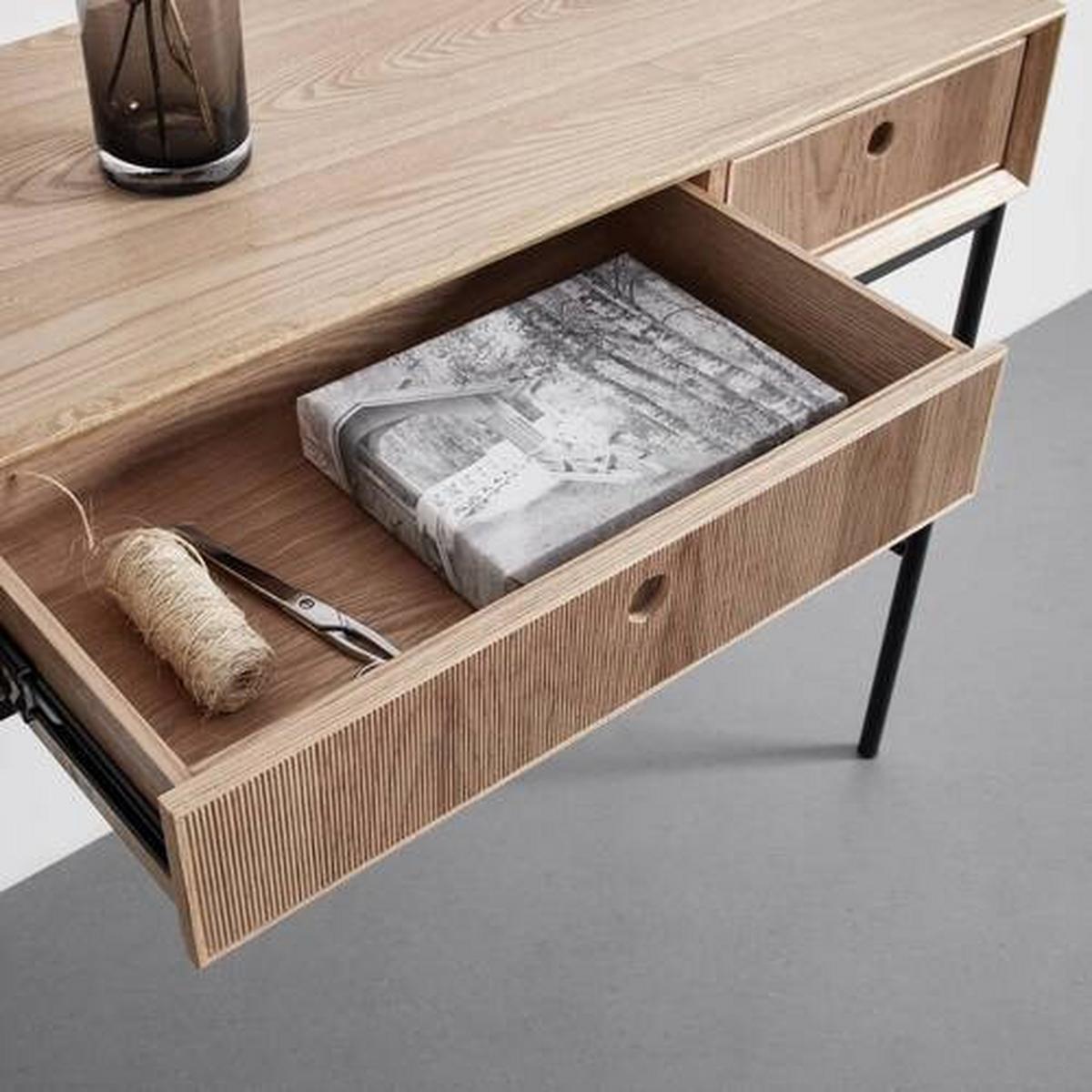 Konsolentisch Holz "Milano", ca. 120x40 cm, Esche - Eschefarben, MODERN, Holz/Metall (120/40/77cm) - Bessagi Home