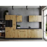 Kuhinjski Blok Brez Aparatov Oliver, 310cm - črna/siva, Design, kovina/leseni material (310cm) - Respekta