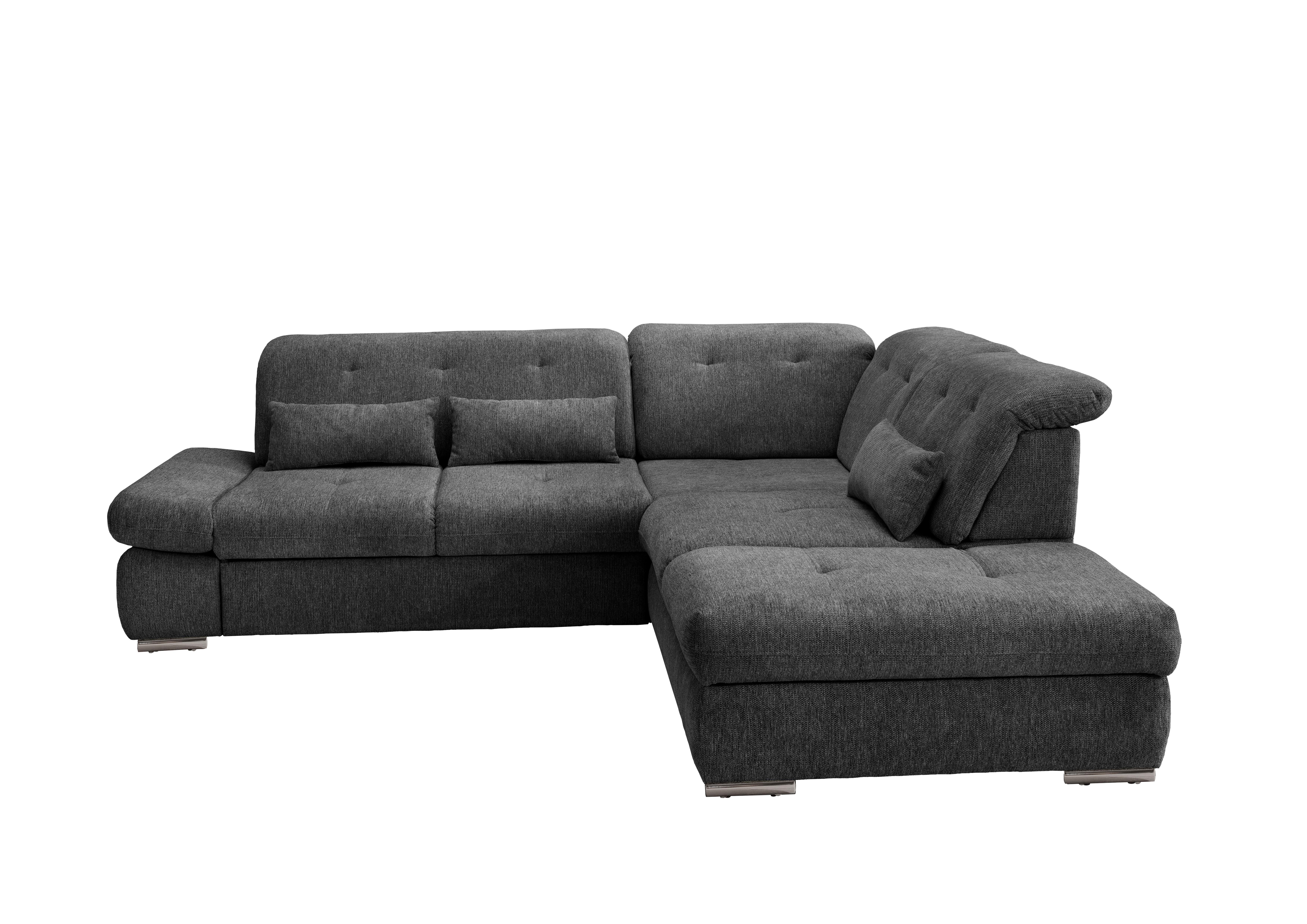 Ecksofa Dalida Anthrazit Chenille m. Bettkasten - Chromfarben/Anthrazit, Design, Textil/Metall (280/254cm) - Livetastic