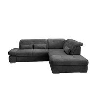 Ecksofa Dalida Anthrazit Chenille m. Bettkasten - Chromfarben/Anthrazit, Design, Textil/Metall (280/254cm) - Livetastic