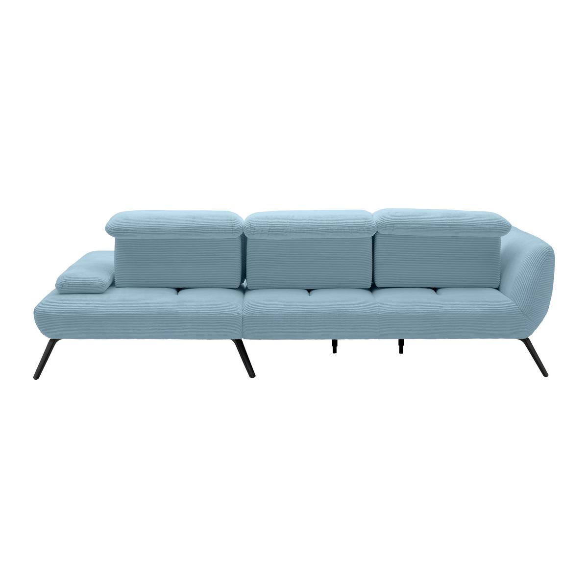 Wohnlandschaft Seattle Blaugrau - Blaugrau/Schwarz, MODERN, Holzwerkstoff/Textil (196/301cm) - Premium Living