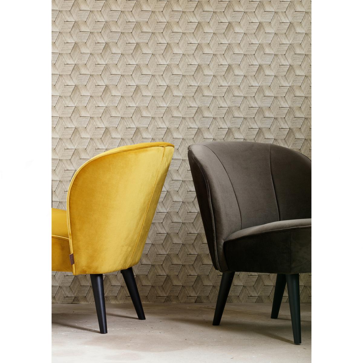Sessel Sara Gelb - Gelb/Schwarz, Design, Holz/Textil (59/71/70cm) - Livetastic