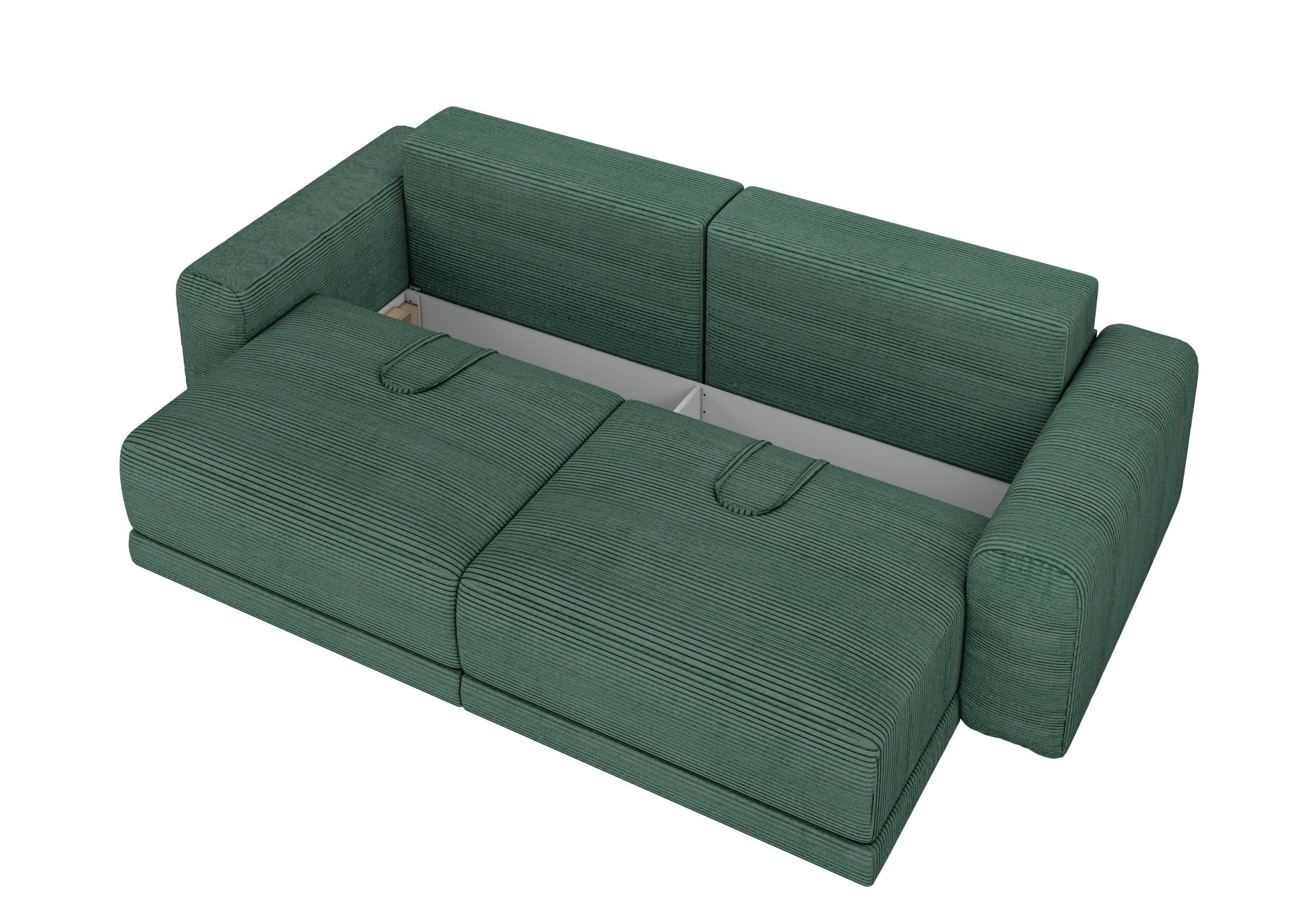 Sofa Plain Dunkelgrün - Dunkelgrün/Schwarz, MODERN, Kunststoff/Textil (256/88/120cm) - Mömax