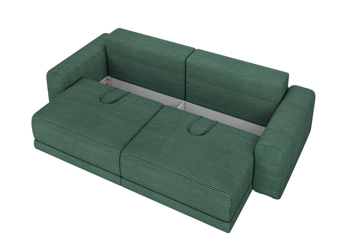 Sofa Plain Dunkelgrün - Dunkelgrün/Schwarz, Modern, Kunststoff/Textil (256/88/120cm) - Mömax