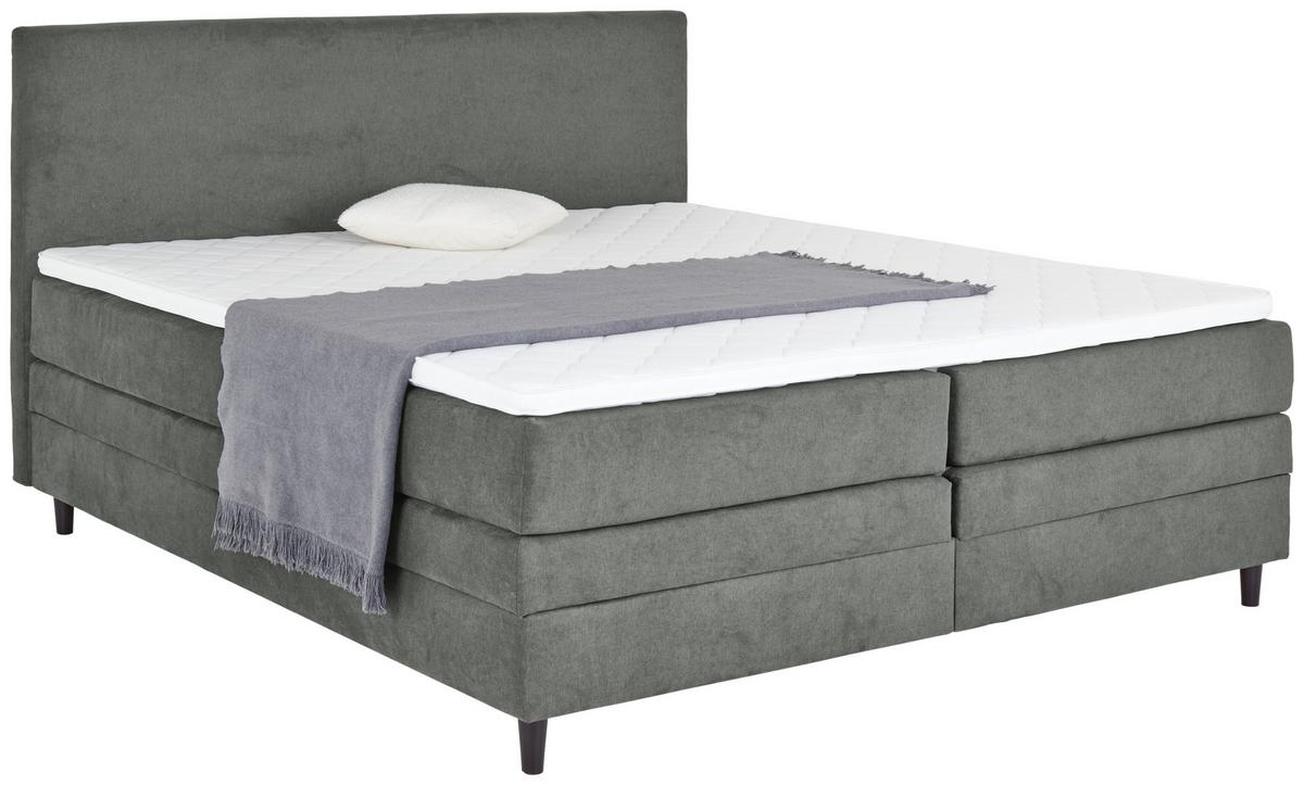 PAT BOXSPRING KLEOPATRA - gri închis, Konventionell, lemn/textil (160/200cm) - Modern Living