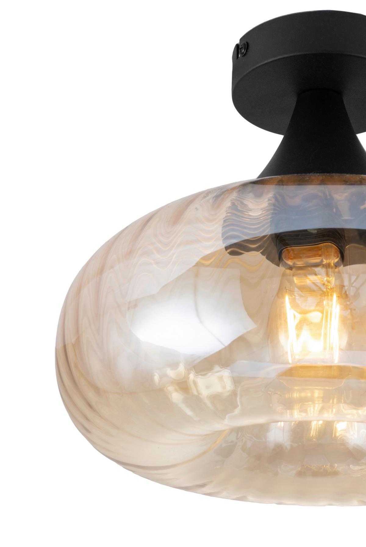 LAMPA SUFITOWA DANIELA - kolor bursztynowy/czarny, Design, metal/szkło (28/23cm) - Collet's Monde