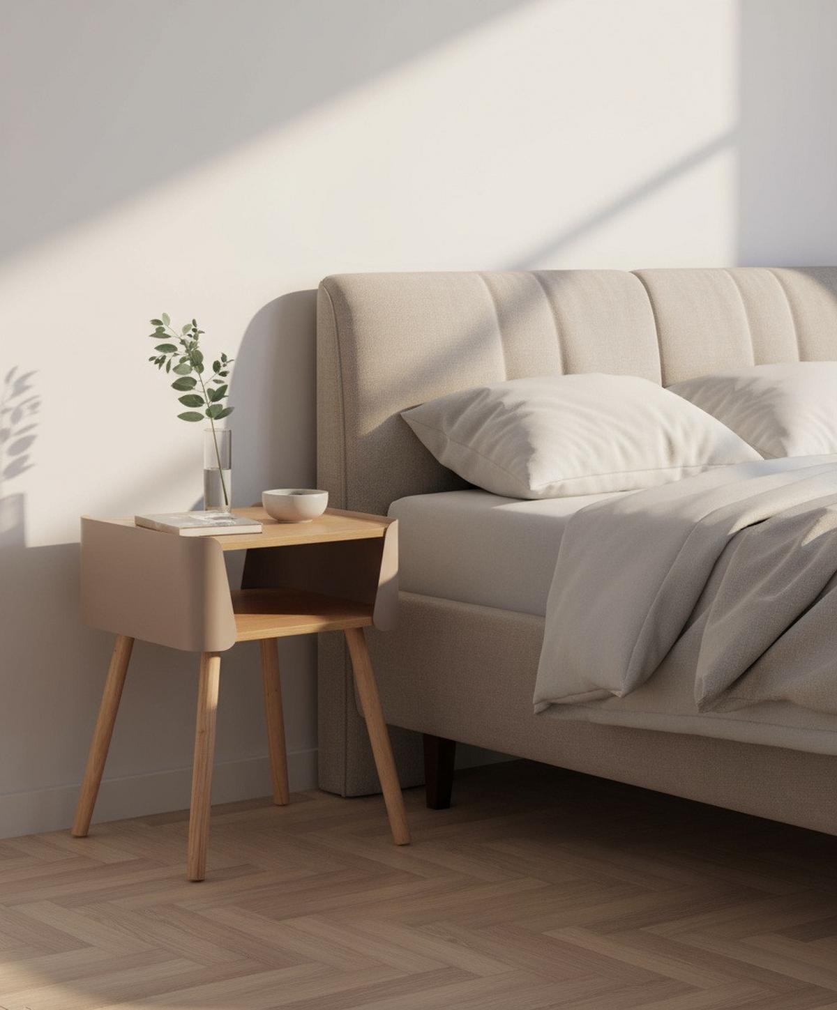 SZAFKA NOCNA GARY - beżowy/kolor naturalny, Design, materiał drewnopochodny/metal (40/54,5/39cm) - Xora