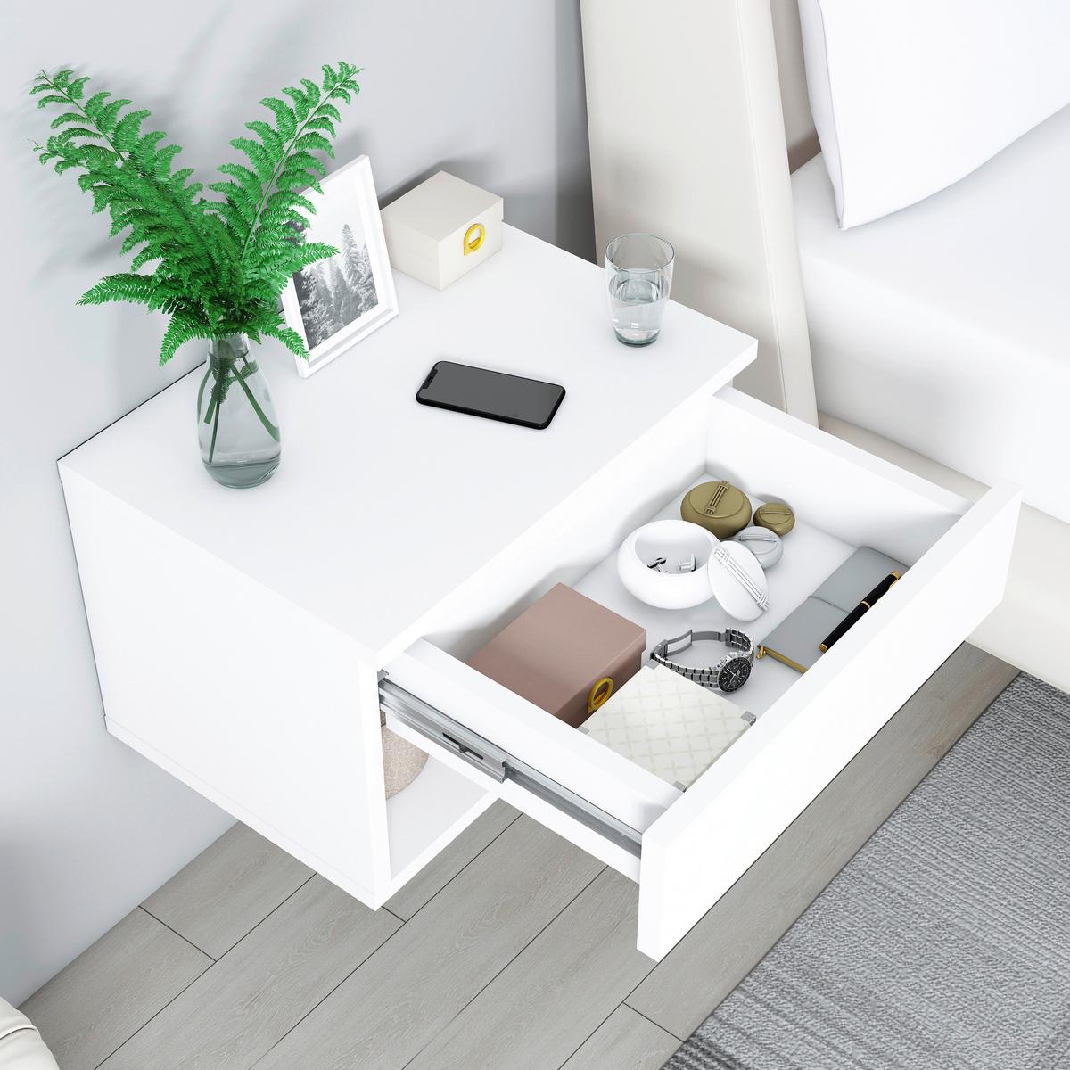 NACHTTISCH HESTIA - Weiss, Design, Holzwerkstoff (44,6/29/31,6cm) - MID.YOU