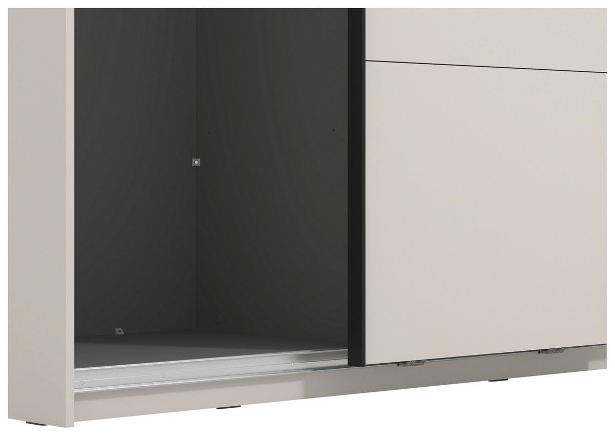 Schwebetürenschrank Gard Kaschmirfarben - Kaschmir/Schwarz, KONVENTIONELL, Holzwerkstoff/Metall (146/217/61cm) - Based