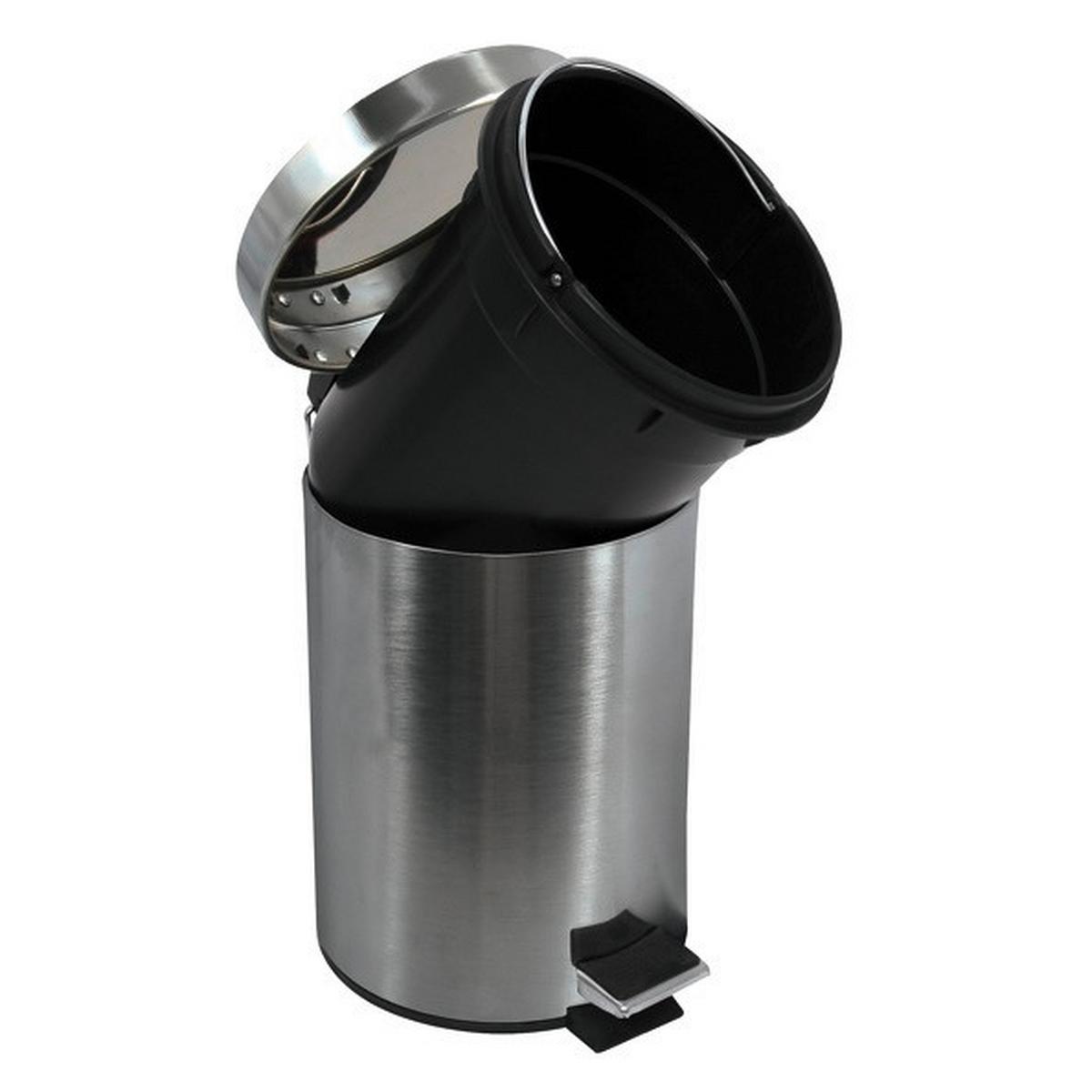 Treteimer 100155 - Silberfarben/Schwarz, Basics, Kunststoff/Metall (20,5/27,7cm)