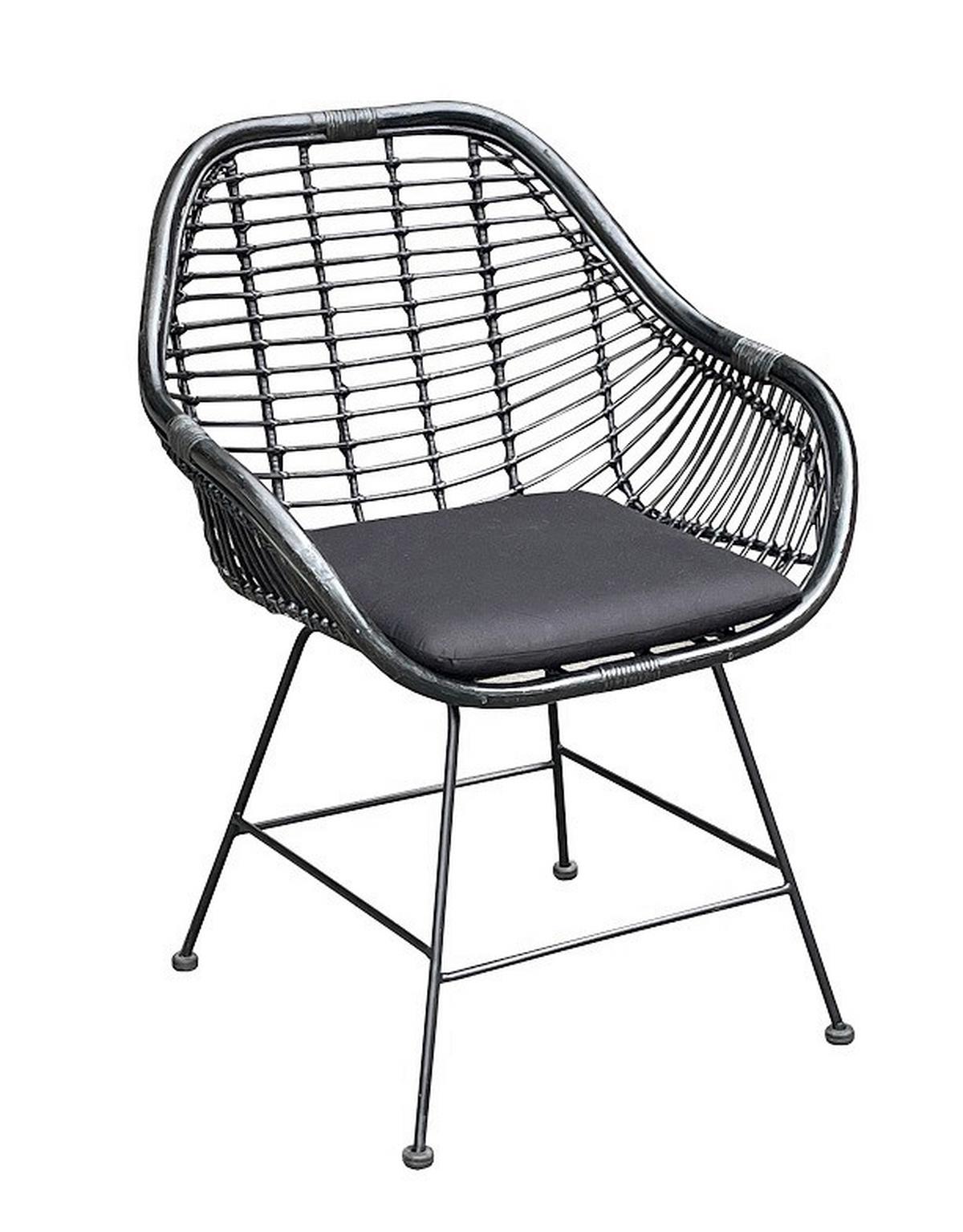 KRZESŁO Z PODŁOKIETNIKAMI KIRAN -BEACH CLUB- - czarny, Lifestyle, metal/drewno (65/85/59cm) - Landscape