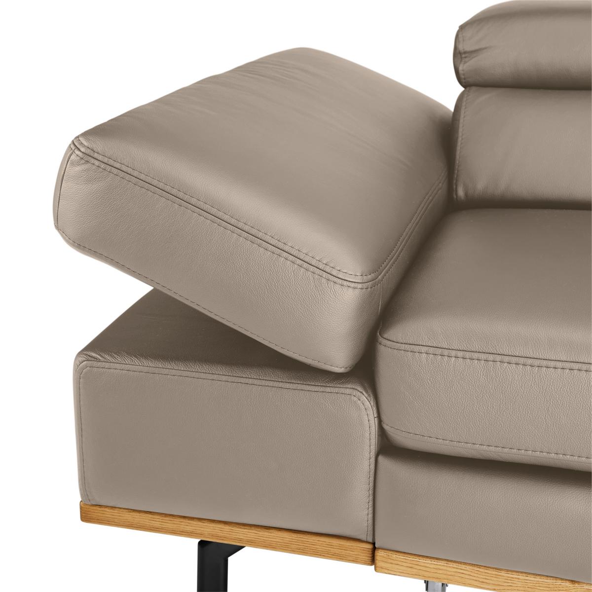 Wohnlandschaft Carmen rechts Creme - Creme/Schwarz, MODERN, Leder/Holz (292/72/226cm) - Premium Living