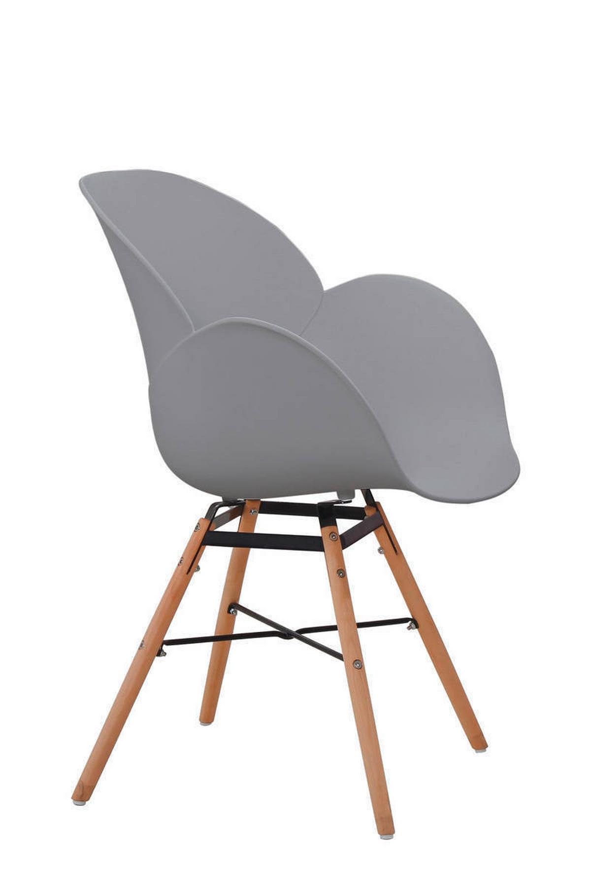 STUHL-SET QZWH6 - Grau, Design, Holz/Kunststoff (59/83,5/57,5cm) - Kayoom