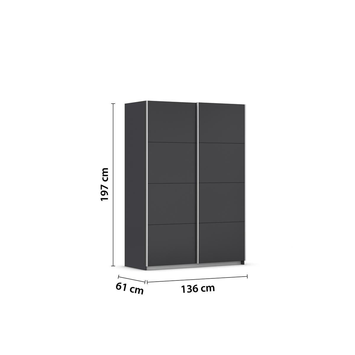 Ormar S Kliznim Vratima Subito - boje grafita/boje aluminija, Moderno, drvni materijal/metal (136/197/61cm) - Modern Living