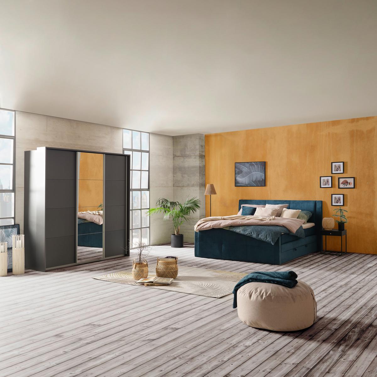 DULAP CU UșI CULISANTE MIAMI - gri, Modern, material pe bază de lemn (203/210/62cm)
