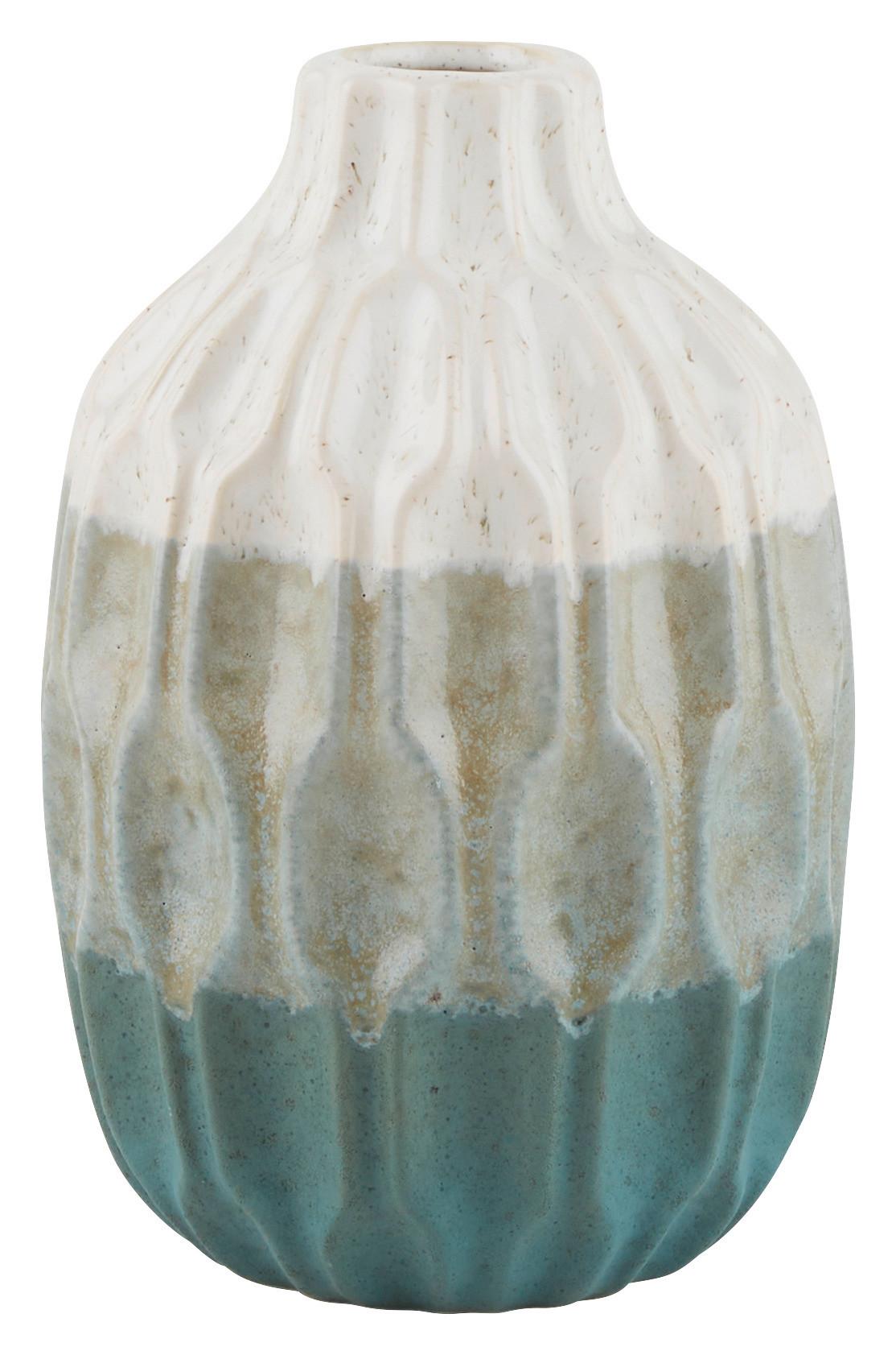 Vaza Inma I -Paz- - krem barve/zelena, Basics, keramika (17/25cm) - Premium Living