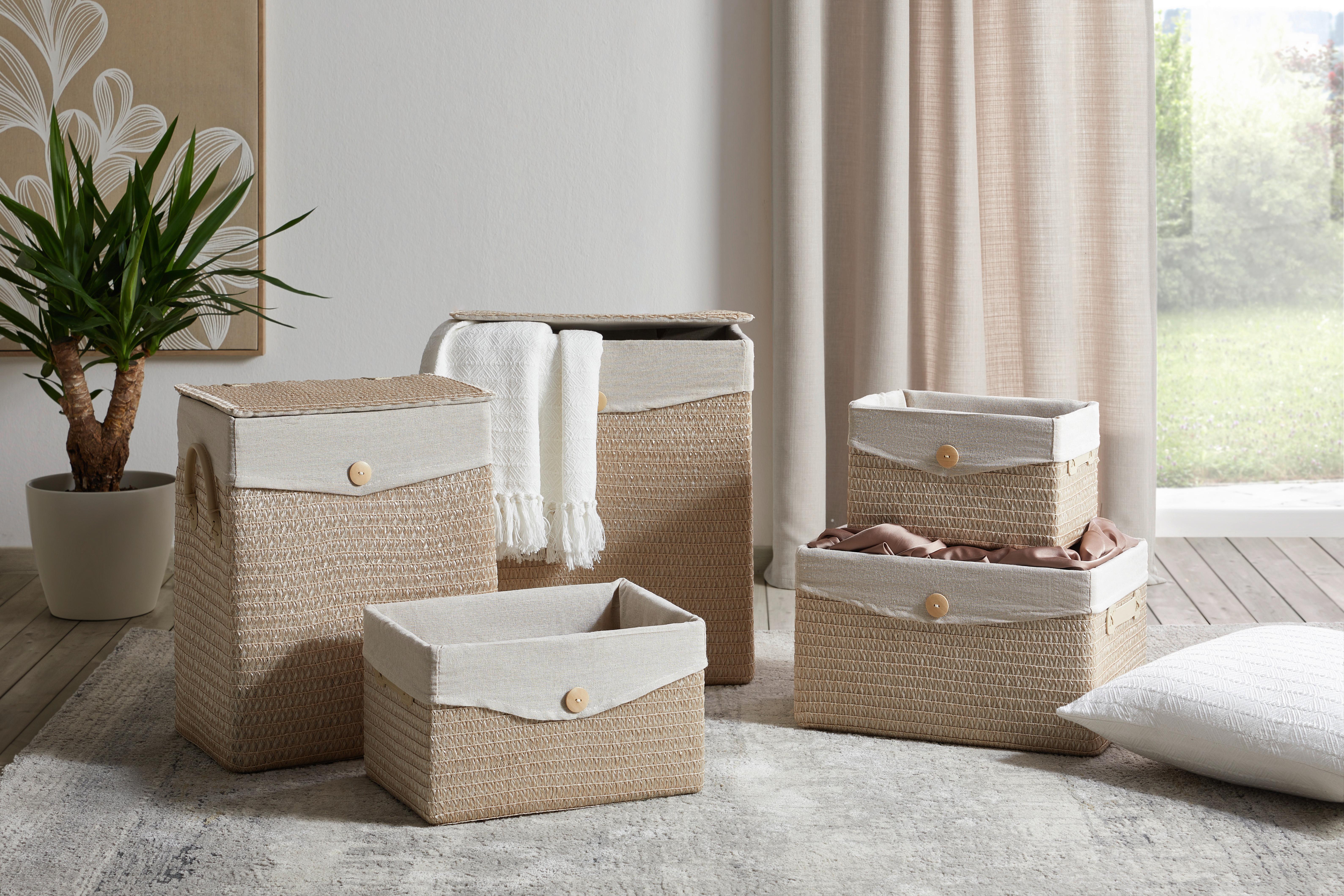 TVÄTTKORG DENISE - beige, Romantik / Lanthus, textil/plast (35/20/26cm) - Mömax