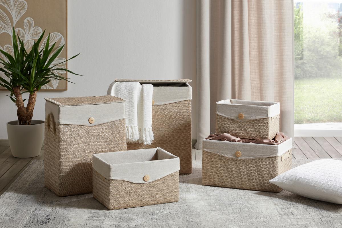 Wäschekorb Densie Beige ca. 5l - Beige, ROMANTIK / LANDHAUS, Naturmaterialien/Kunststoff (35/20/26cm) - Mömax