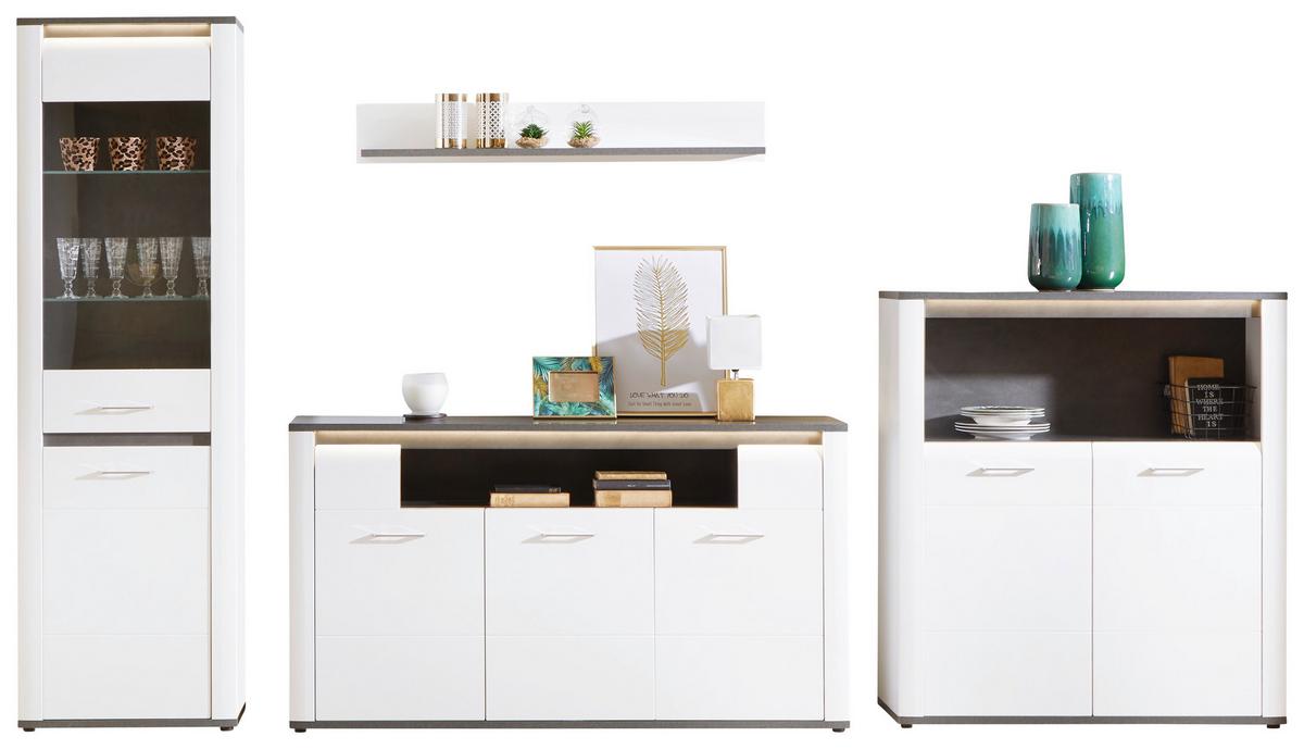 Vitrina Alassio - barve kroma/črna, Moderno, kovina/umetna masa (61,7/200/37,5cm) - Premium Living