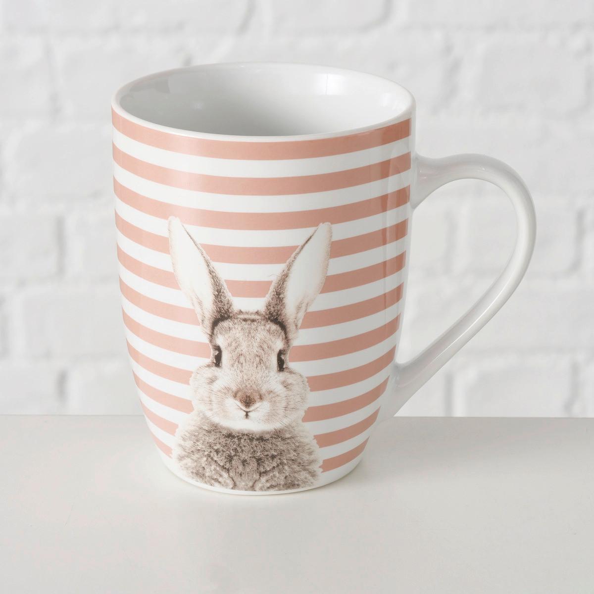 Bögre Fluffy - rózsaszín/fehér, Basics, kerámia (10/12/8cm) - Modern Living