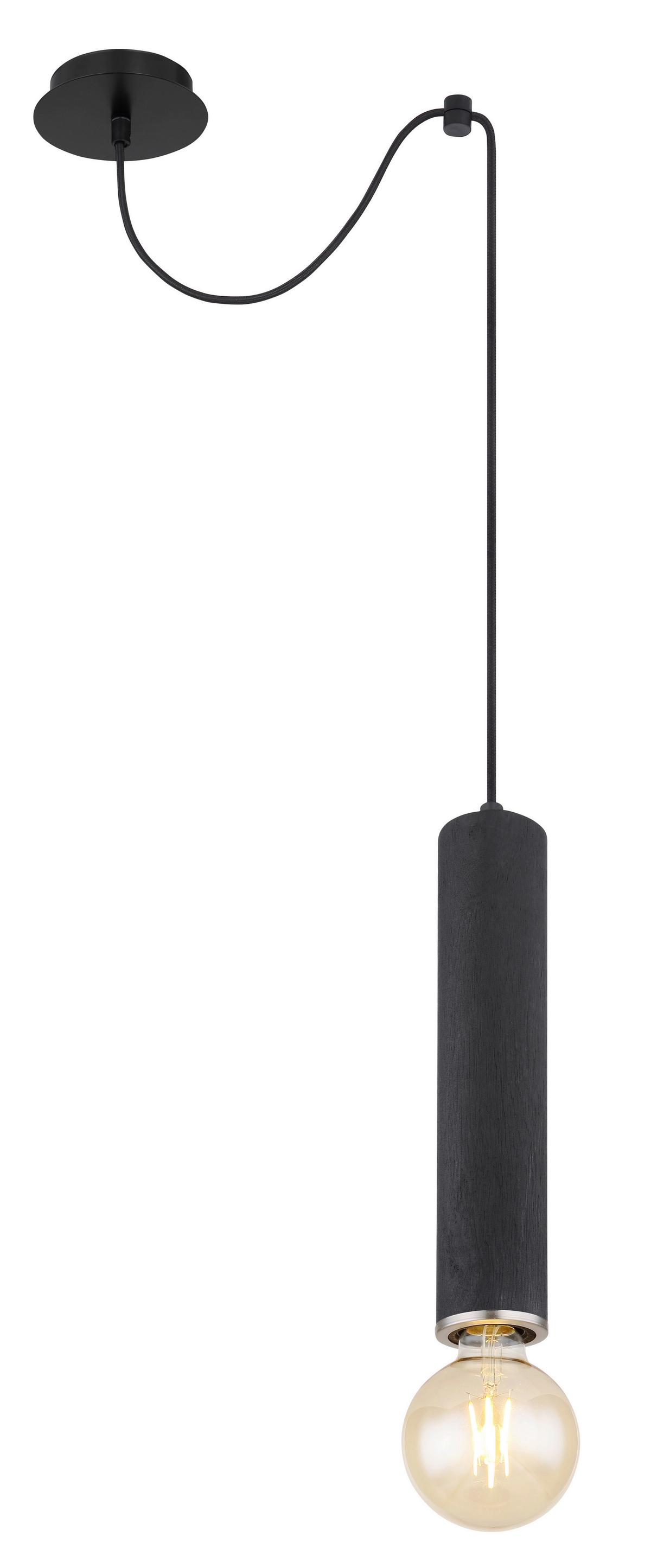 Viseča Svetilka 15499h - črna/barve niklja, Basics, kovina/les (12/160cm) - Globo