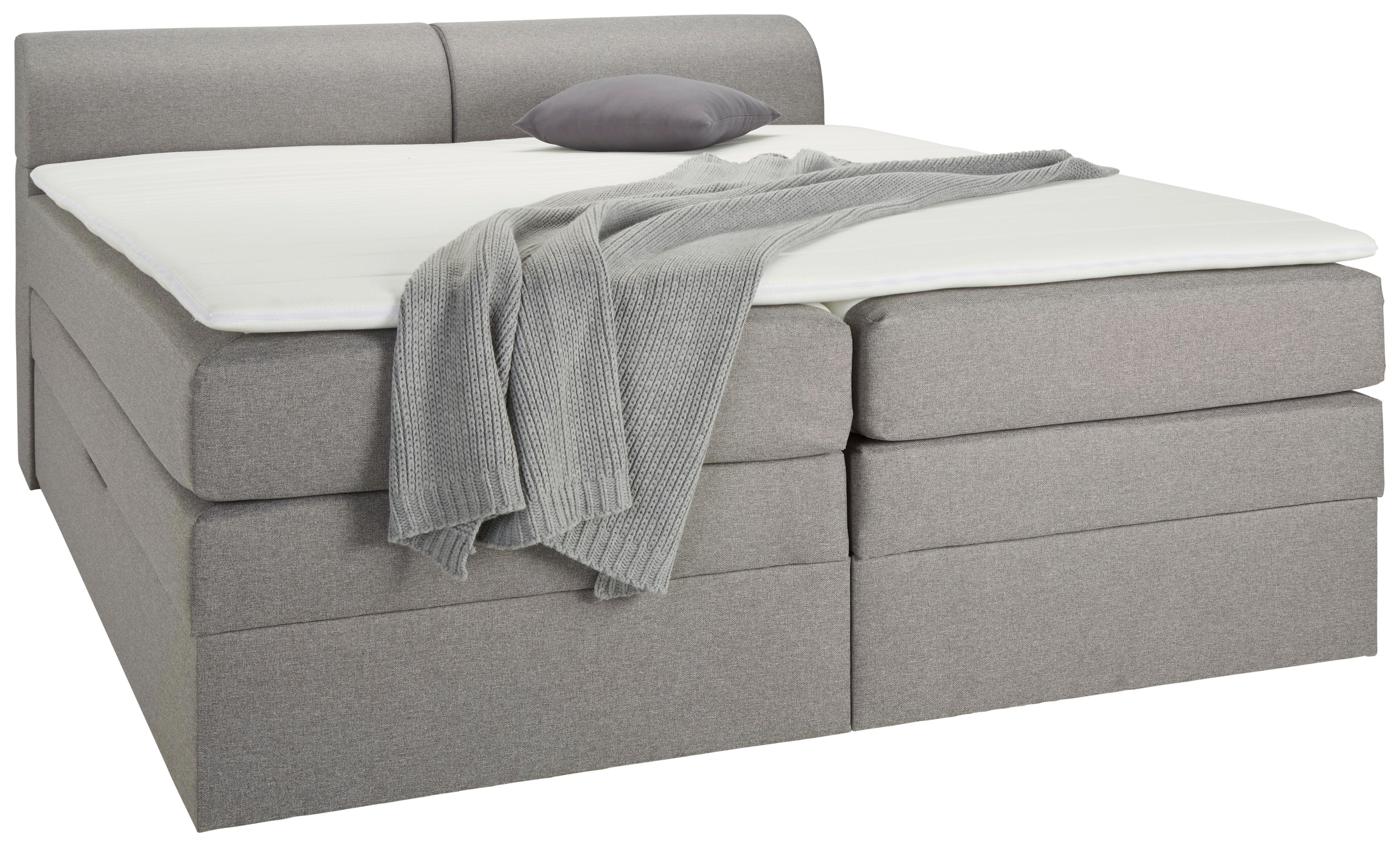 Boxspringbett Flexi 2 in Grau ca. 180x200cm - Schwarz/Grau, KONVENTIONELL, Kunststoff/Textil (180/200cm) - Based