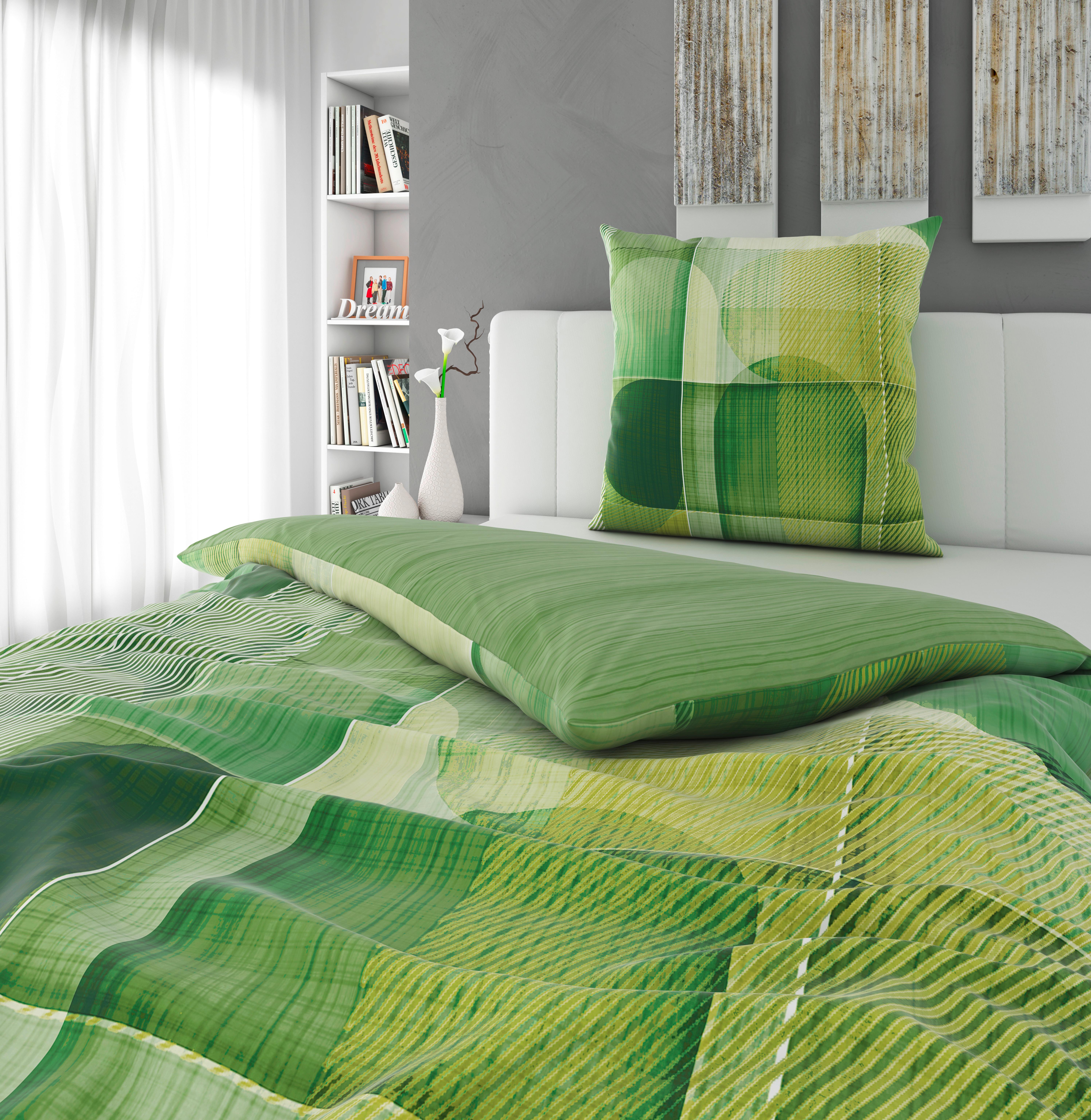 POŚCIEL DWUSTRONNA VARIO BLOCK - zielony, Design, tkanina (135/200cm) - Esposa