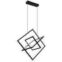 Viseča Led-svetilka Wolfhard, S Sijalko - črna/opal, Design, kovina/umetna masa (70,7/50/150cm) - Globo