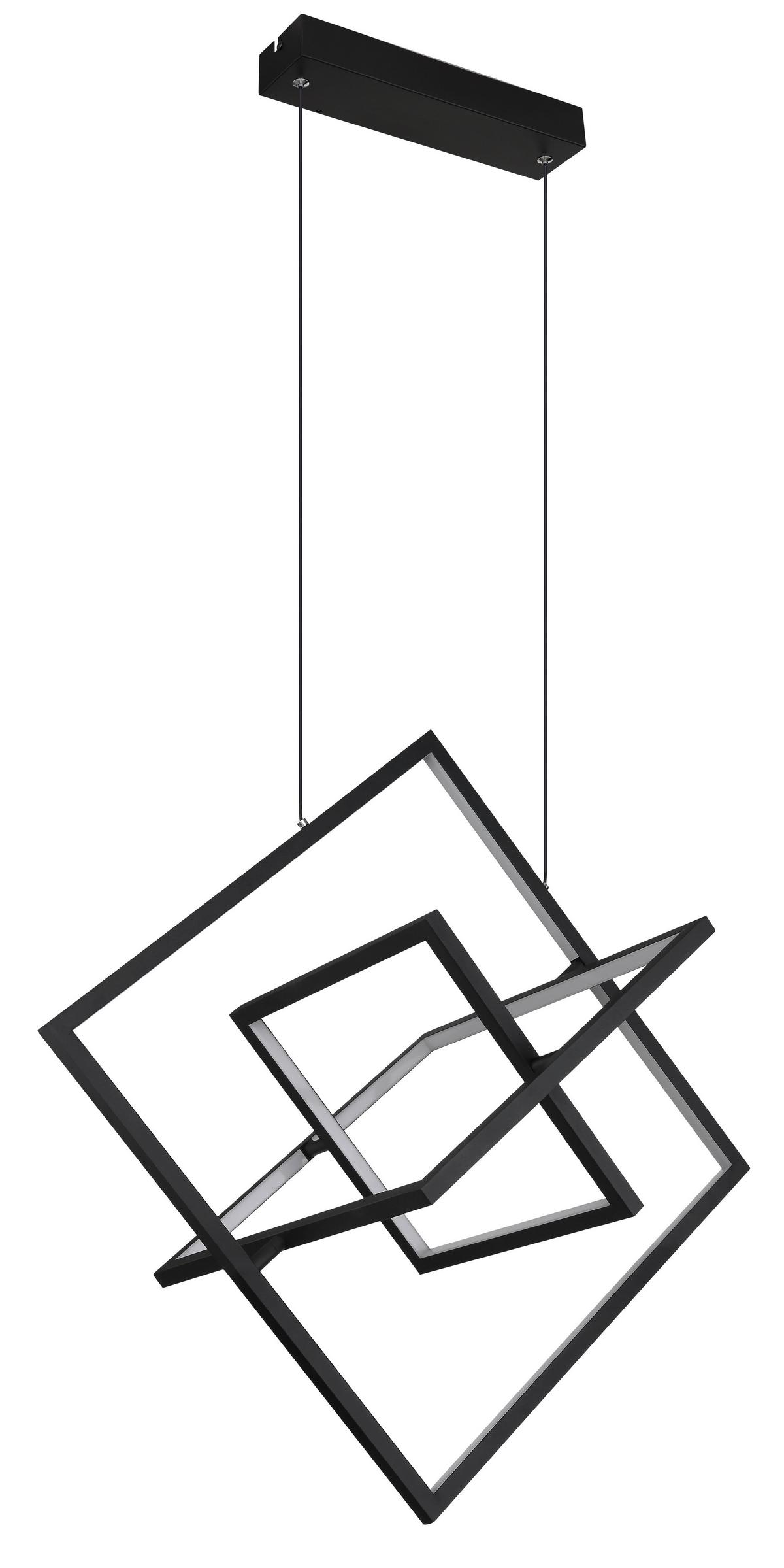 Viseča Led-svetilka Wolfhard, S Sijalko - črna/opal, Design, kovina/umetna masa (70,7/50/150cm) - Globo