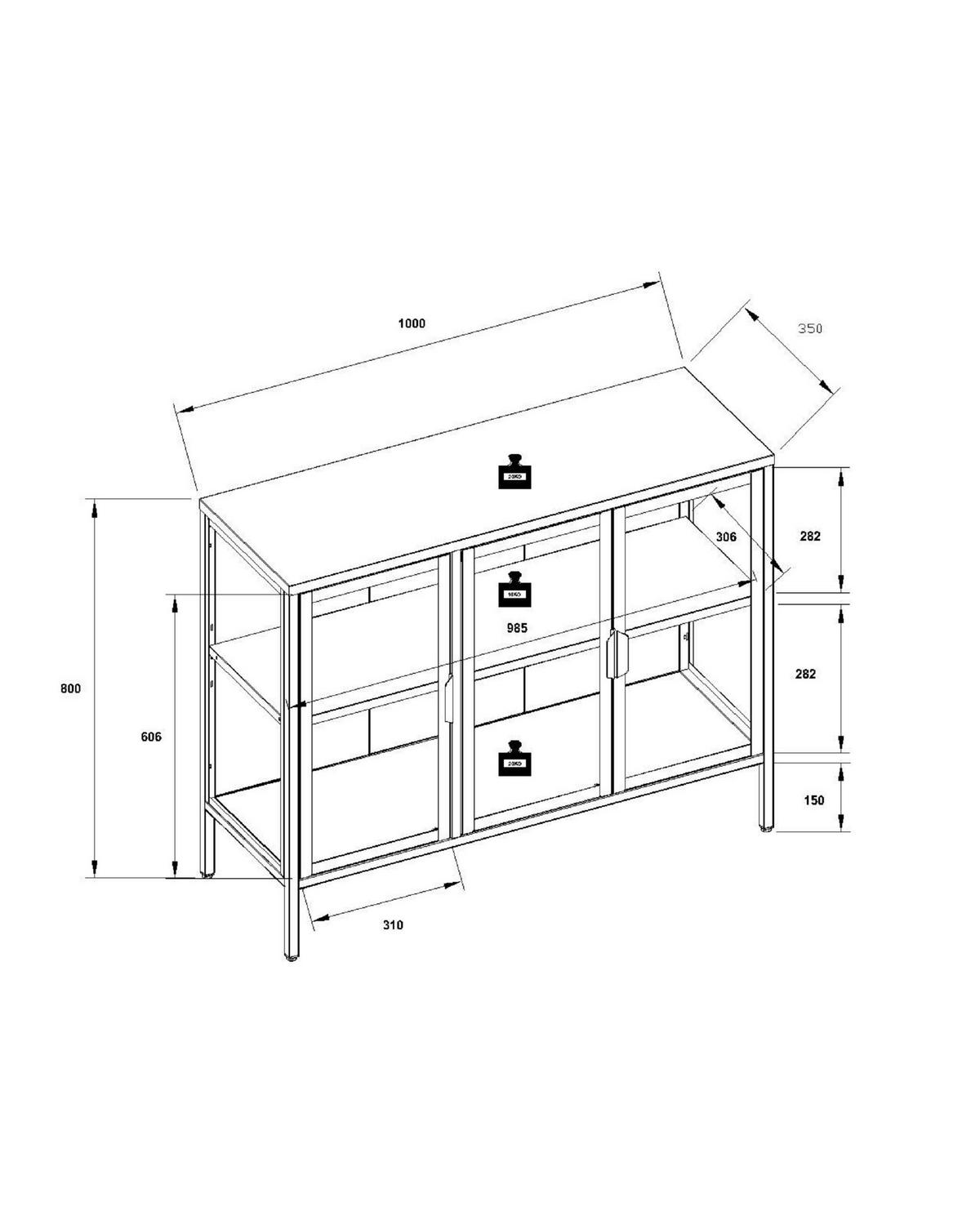 VITRINE FLOKA L - Weiss/Transparent, Design, Glas/Metall (110/80/35cm) - MID.YOU