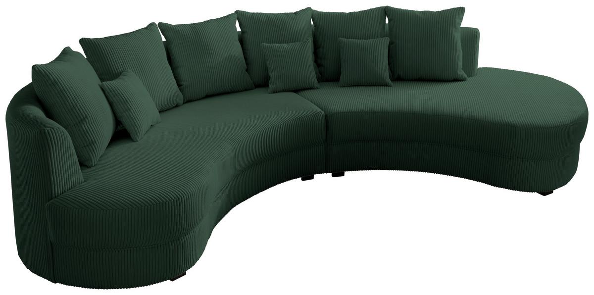 Wohnlandschaft Limoncello m. Hocker ca.300x160cm Dunkelgrün - Dunkelgrün/Schwarz, Design, Kunststoff/Textil (300/160cm) - Livetastic