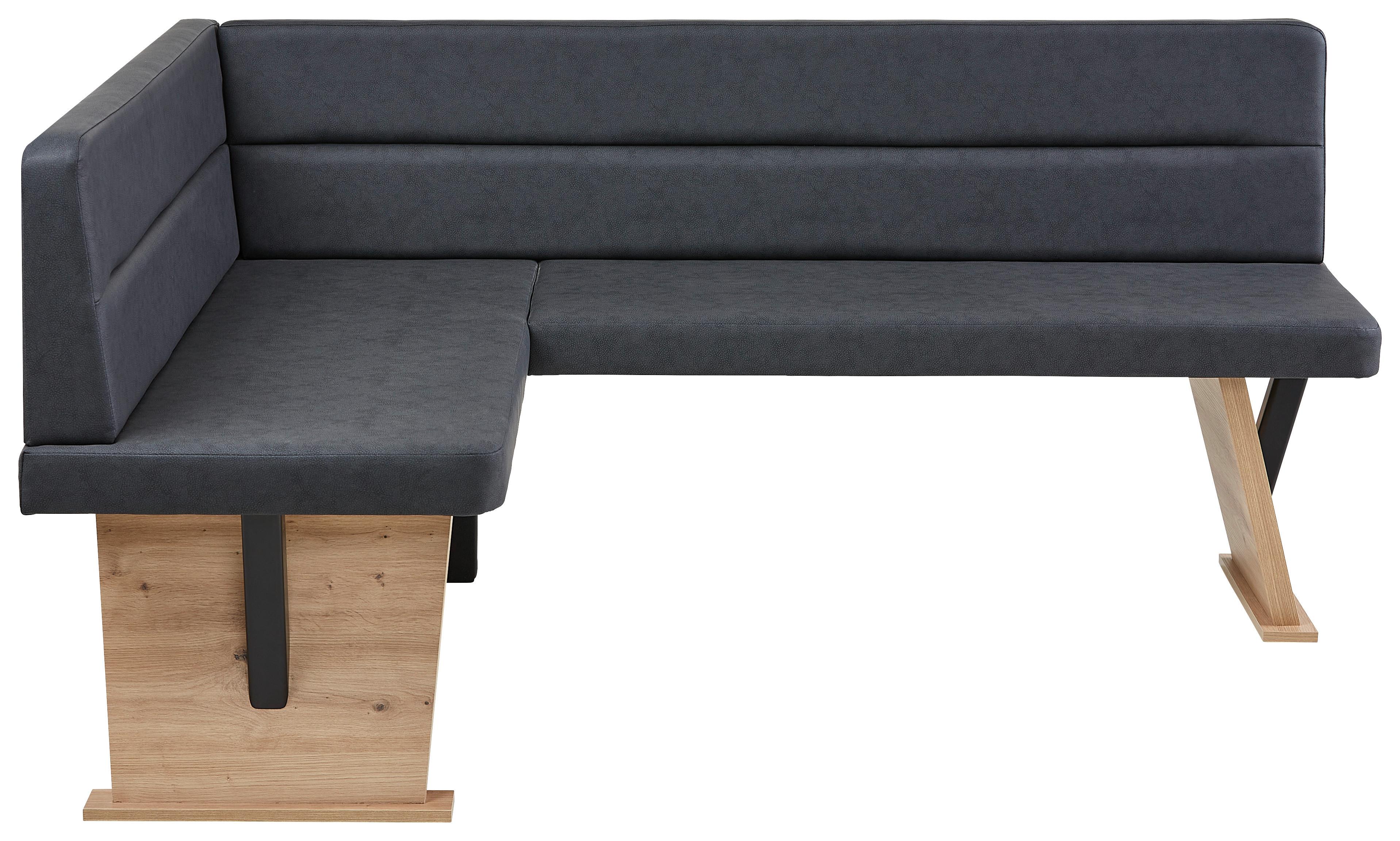 Eckbank Solar in Schwarz Lederlook - Schwarz/Eiche Artisan, Basics, Holz/Textil (141/85/181cm) - Based
