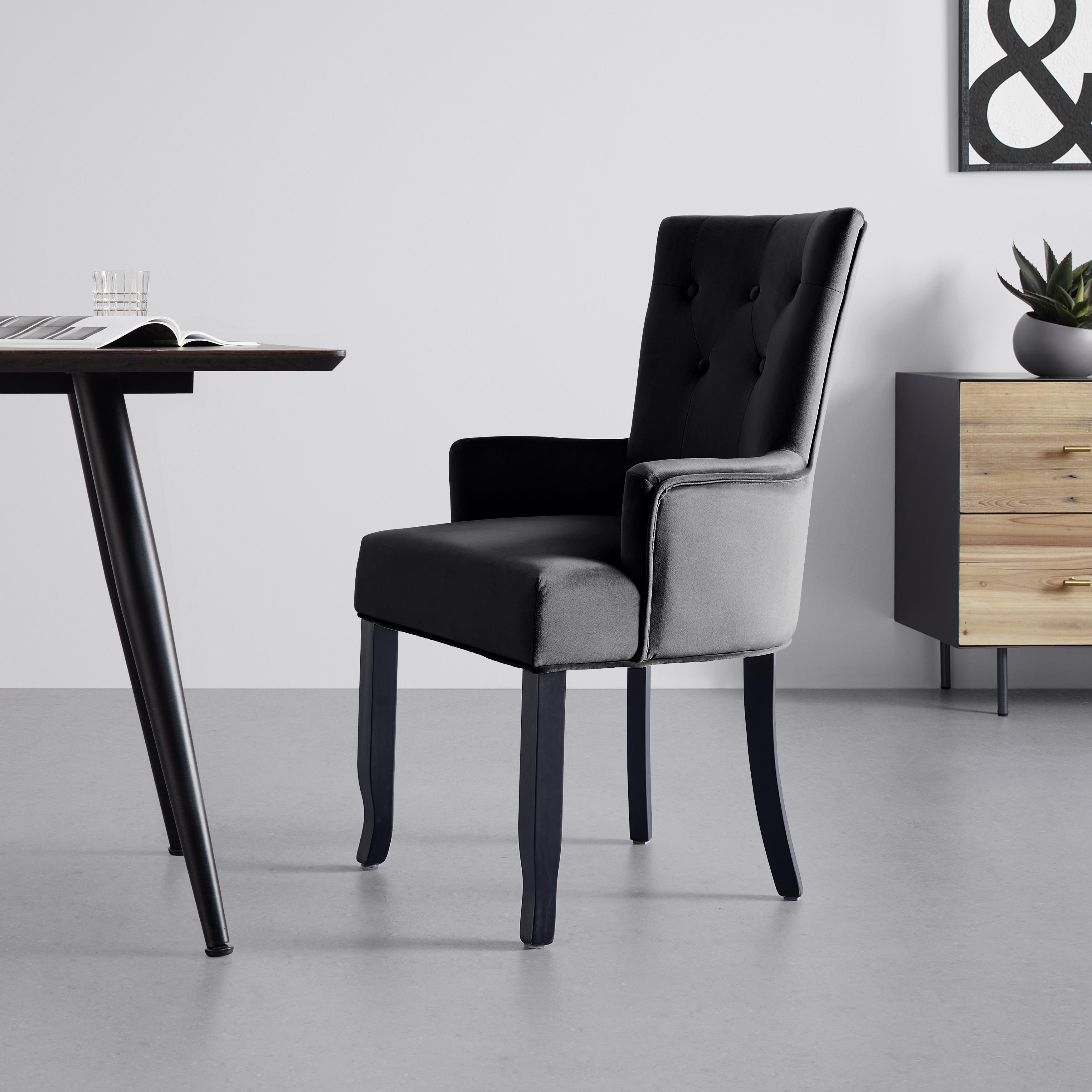 Armlehnstuhl "Milo" bezug, dunkelgrau, Gepolstert - Dunkelgrau/Kieferfarben, MODERN, Holz/Textil (56/96/64cm) - Bessagi Home